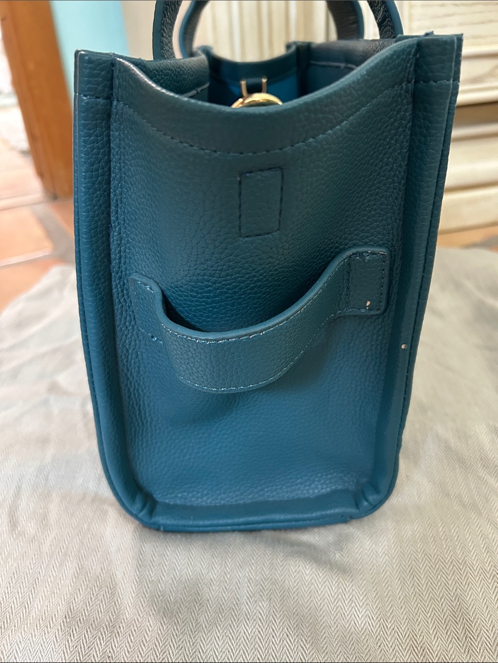 Marc Jacobs Teal Pebbled Leather Logo Tote - Picture 3 of 8